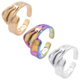Anillos abiertos de pulido de acero de titanio geométricos de Streetwear