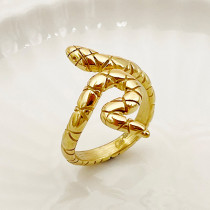 Anillos chapados en oro con talla de chapado de acero inoxidable de serpiente retro clásica