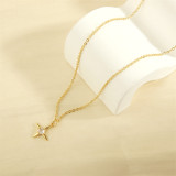Collar colgante de Zircon plateado oro 18K del cobre 18K de la estrella del estilo simple a granel