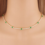 Collar de cobre geométrico de estilo simple con incrustaciones de collares de cobre de circón
