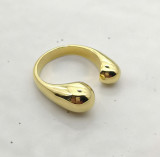 Anillo Abierto Con Chapado De Latón Geométrico De Moda