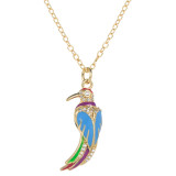 Collar con colgante de cobre con forma de pájaro y mariposa, collares de cobre con circonita chapada en oro