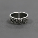 Anillo abierto de cobre con cruz retro