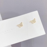 Pendientes de cobre con forma de mariposa dulce Pendientes de cobre con circonitas chapados en oro 3 pares