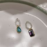 Collar de diamantes de imitación de perlas artificiales con incrustaciones de acero de titanio y gotas de agua cuadradas a la moda