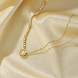 Collar chapado en oro de 14 quilates con incrustaciones de circonita y chapado en cobre con estrella brillante Glam