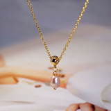 Collar con colgante de cobre y perlas de gotas de agua de estilo simple 1 pieza