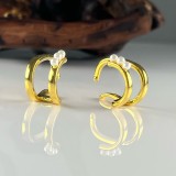 1 par de pendientes de perlas artificiales de cobre con incrustaciones geométricas de estilo Simple