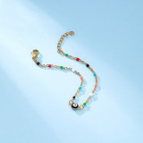 Venta al por mayor, novedad divertida, estilo Simple, ojo del diablo, pulseras con ojales esmaltados con cuentas de acero inoxidable