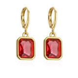 Pendientes De Zircón Chapados En Cobre Geométricos De Moda, 1 Par