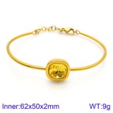 Pulseras plateadas en oro de 18K con piedra de cristal de gema con incrustaciones de acero de titanio cuadrado de estilo simple retro