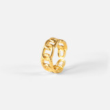 Anillo de dedo europeo y americano para hombres y mujeres, acero de titanio galvanizado, cadena giratoria de acero inoxidable de oro de 18 quilates, adorno de anillo abierto