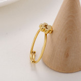 Estilo simple Impresión de pata Color sólido Acero inoxidable Pulido Anillos chapados en oro 1 pieza