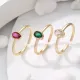 Anillos abiertos de circón con incrustaciones de cobre ovalados elegantes para dama