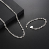 Collar de pulsera de acero de titanio con colgante redondo coreano al por mayor