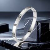 Pulseras de anillos de circón con incrustaciones de acero de titanio con círculo de viaje de estilo simple
