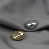 Anillo liso simple y liso, anillo de cobre con temperamento ajustable con apertura geométrica de moda creativa
