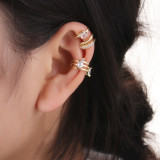 Moda C Forma Cobre Chapado Incrustación Perla Circón Clips Para Oreja 1 Pieza