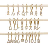 Pendientes colgantes de circonita de cobre con incrustaciones de letras elegantes de 1 pieza