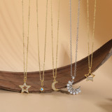 Collar chapado en oro de 14 quilates con incrustaciones de cobre y estrella solar elegante