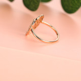 Anillo abierto chapado en oro con incrustaciones de cobre y alas brillantes estilo INS