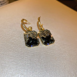 1 par de pendientes con diamantes de imitación de cristal de cobre con incrustaciones de flores dulces