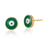 1 par de aretes chapados en oro de 18 quilates con revestimiento de ojos de estilo simple