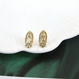 Pendientes de Cruz Retro de la Virgen María de Jesús, pendientes de circonita de cobre para mujer, venta al por mayor