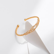 Pulseras de puño plateadas oro 18K del cobrizado del color sólido de señora