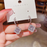 Pendientes Colgantes De Circonita Chapado En Cobre De Flor De Moda 1 Par