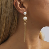 1 par de pendientes colgantes de cobre con perlas de imitación, chapados en borlas redondas, estilo Simple y dulce