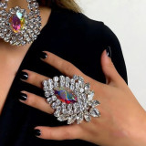 Anillos de piedras preciosas artificiales con incrustaciones de cobre con gotas de agua de estilo clásico