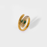 Pendientes de anillos chapados en oro de 18 quilates con incrustaciones de acero inoxidable y serpiente retro