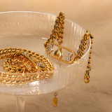 Pulseras de diamantes de imitación chapadas en acero inoxidable con forma de corazón y Luna a la moda, 1 pieza