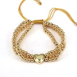 Pulseras chapadas en oro de cobre y cobre con forma de corazón de estilo simple