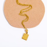 El cobre cuadrado del estilo simple que talla el collar pendiente plateado oro 18K