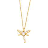 Elegante Flor Libélula Cobre Chapado En Oro Perlas Artificiales Collar Con Colgante De Circón 1 Pieza