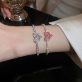 Pulseras de circón con incrustaciones de cobre con forma de corazón dulce