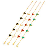 Pulseras retro de concha con incrustaciones de acero y titanio de mariposa