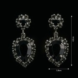 1 par de pendientes colgantes con diamantes de imitación de cobre con incrustaciones de gotas de agua brillantes estilo IG