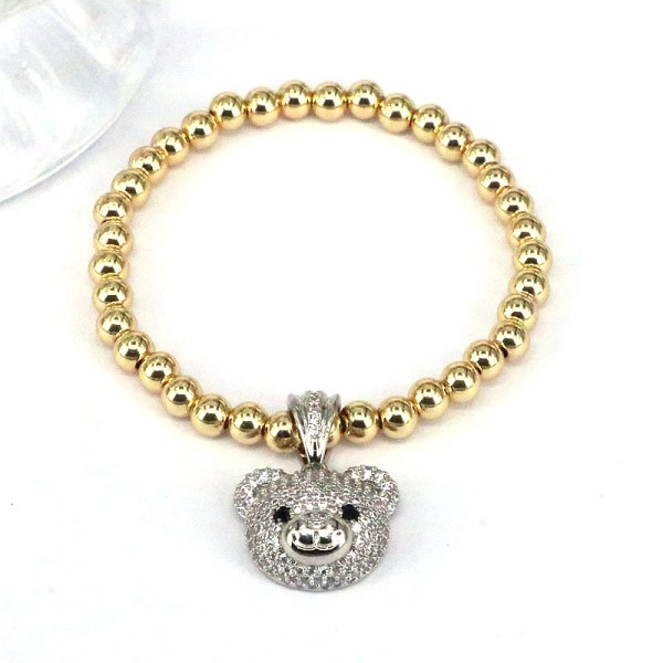 Pulseras chapadas en oro con incrustaciones de cobre y oso de estilo simple hip-hop elegante