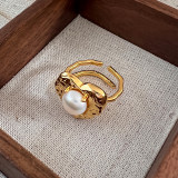 Anillos abiertos chapados en oro de 18 quilates con incrustaciones de cobre en forma de corazón de estilo Simple para mujer