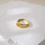 Anillos chapados en oro del chapado de acero inoxidable de la flor del estilo moderno de las vacaciones