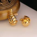 1 par de pendientes chapados en oro de 18 quilates con revestimiento geométrico de estilo moderno