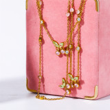 Collar con colgante chapado en oro de 18 quilates con incrustaciones de cobre y cereza de estilo simple informal