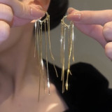 1 par de pendientes colgantes de cadena de cobre con borlas de estilo simple