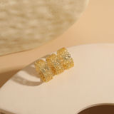 Elegante y lujoso estilo clásico con forma de corazón, chapado en cobre, anillos chapados en oro de 14 quilates
