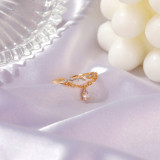 Anillo abierto con colgante de circonita y diamantes coreanos