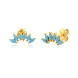 Pendientes de cobre con forma de hoja de estilo simple Pendientes de cobre con circón chapados en oro