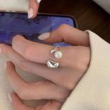 Anillos abiertos chapados en oro blanco con revestimiento irregular de cobre de color sólido geométrico de estilo simple
